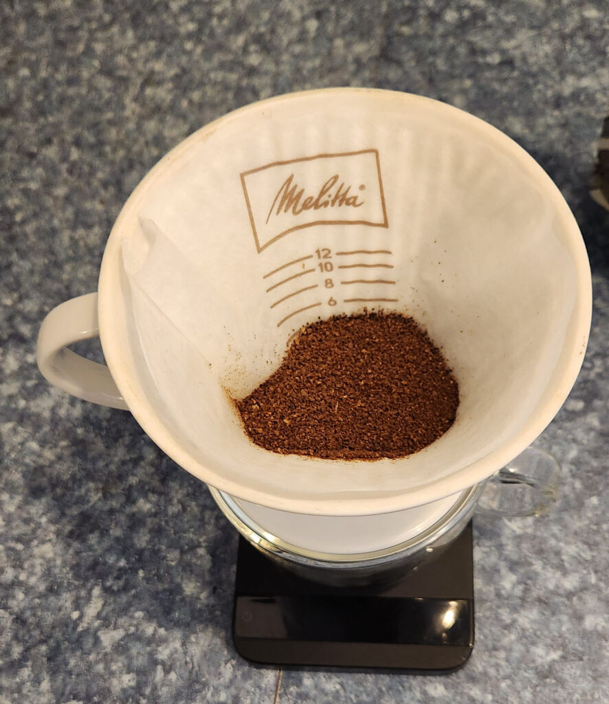 fresh grounds in melitta cone