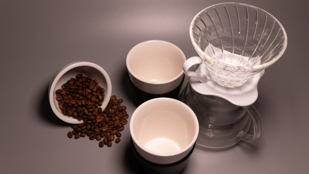 hario v60 with coffee beans