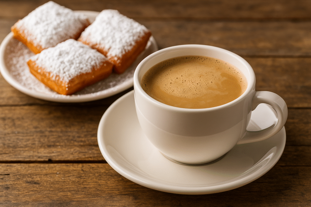 cafe au lait with beignets