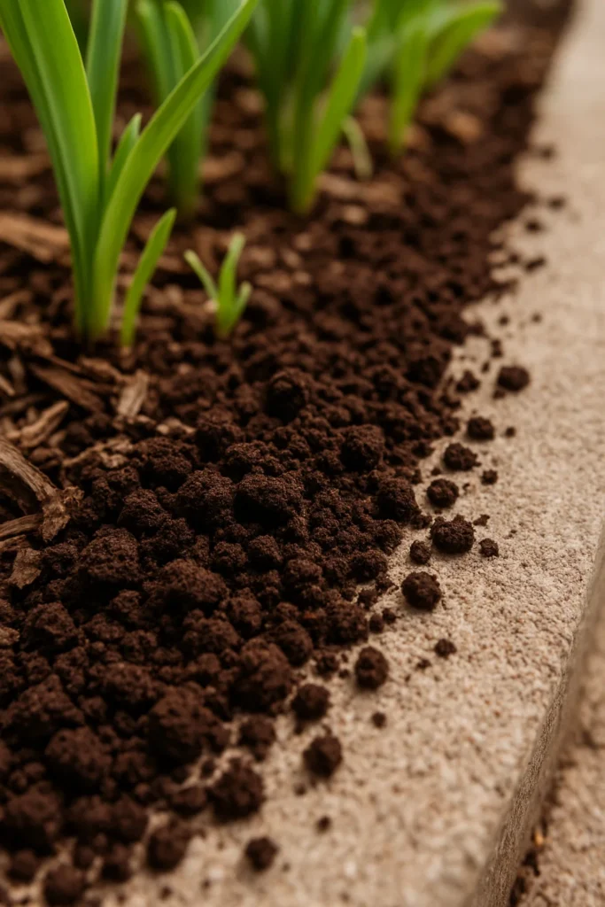 coffee spread around flower bed