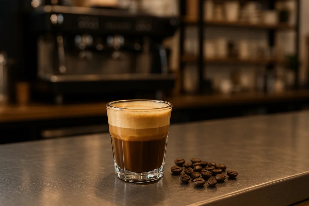 cortado on barista bar