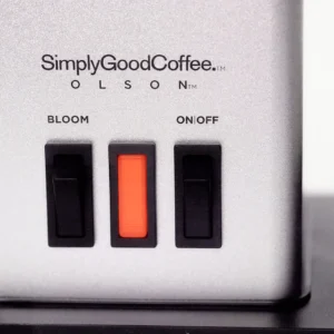 Simply Good Coffee Brewer bloom and on/off buttons