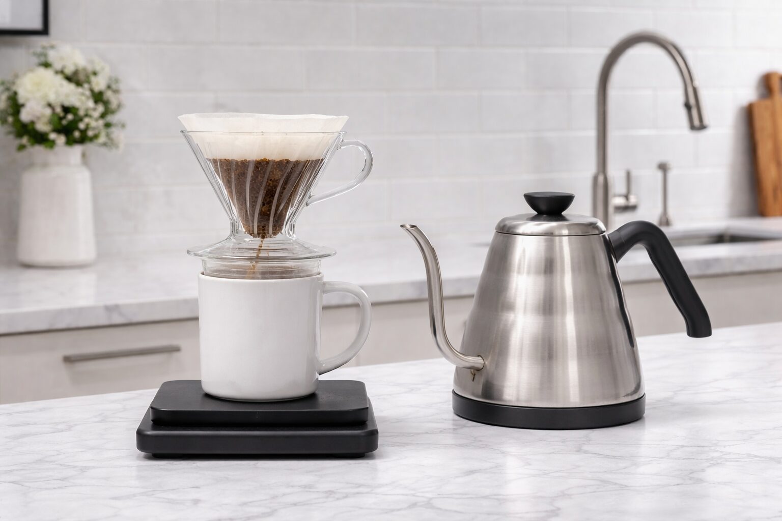 Hario V60 glass pour-over dripper — plastic-free