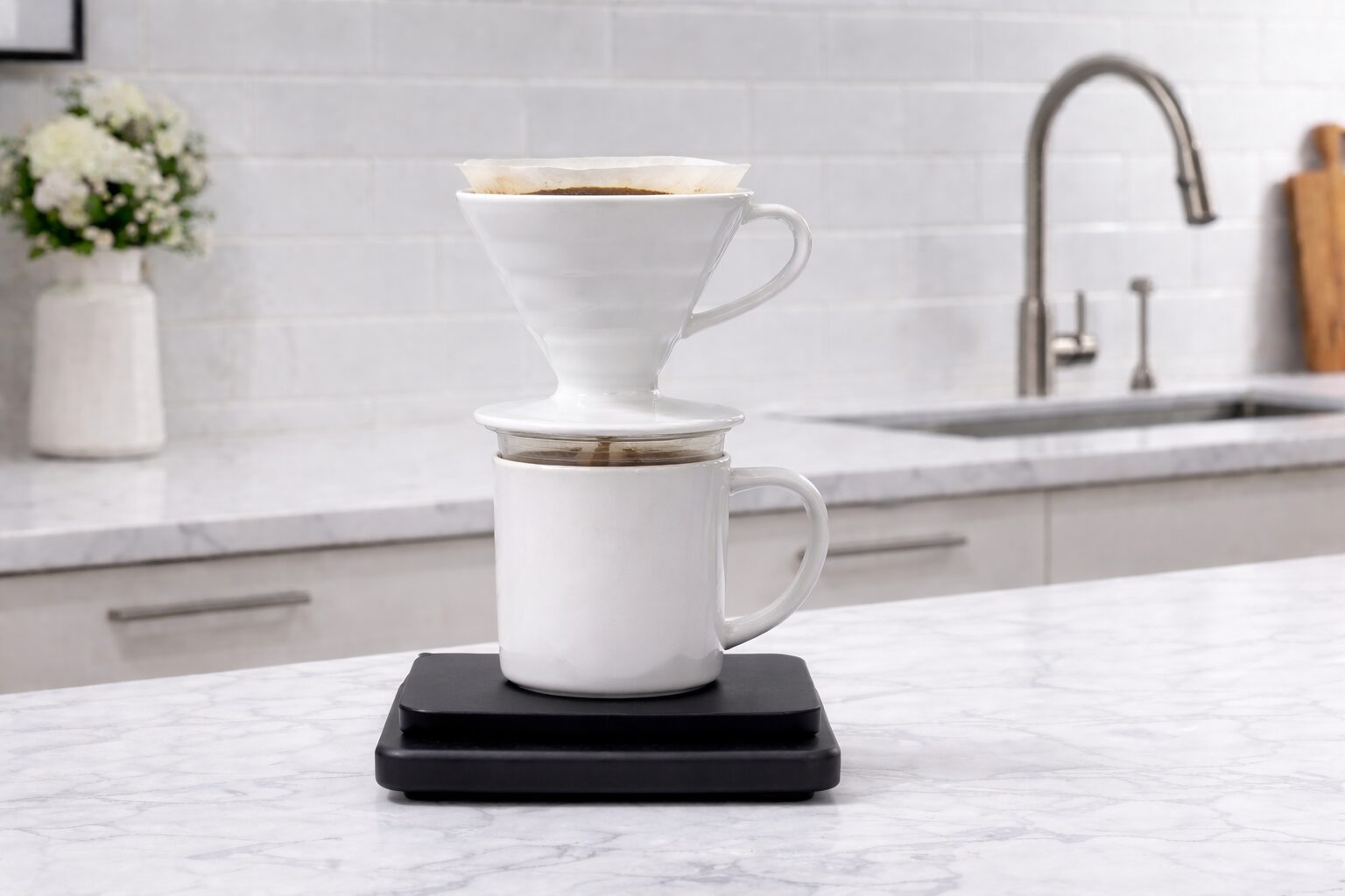 Hario V60 ceramic pour-over dripper — plastic-free