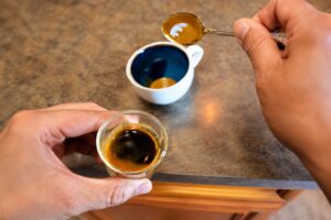 skimming crema from espresso