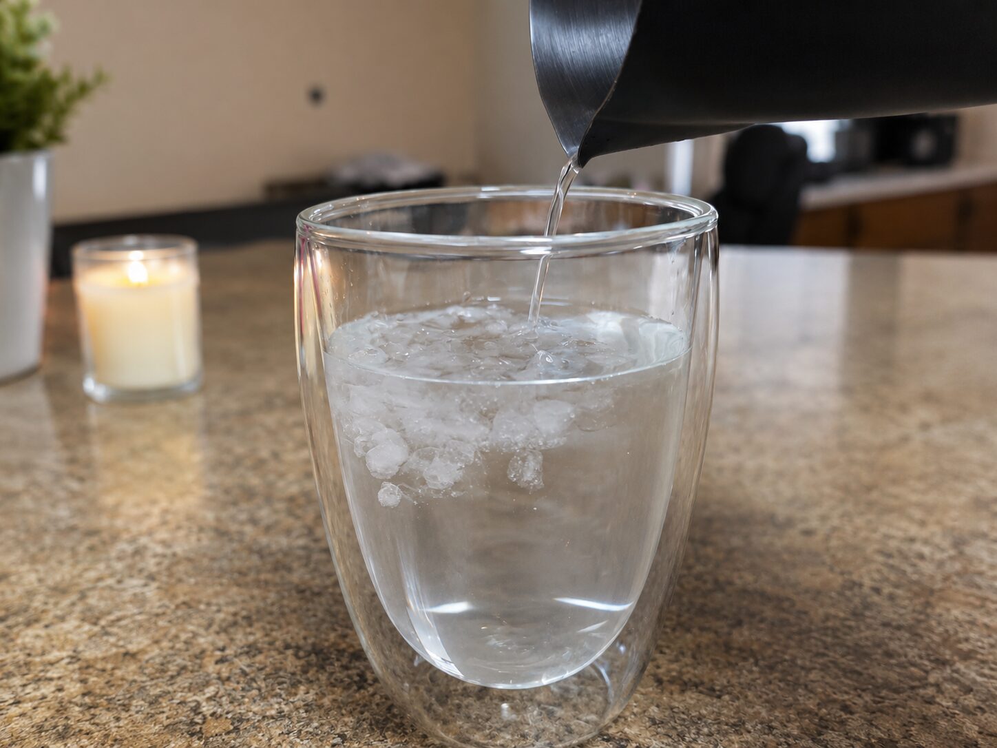 adding aerated cold water to ice before the espresso