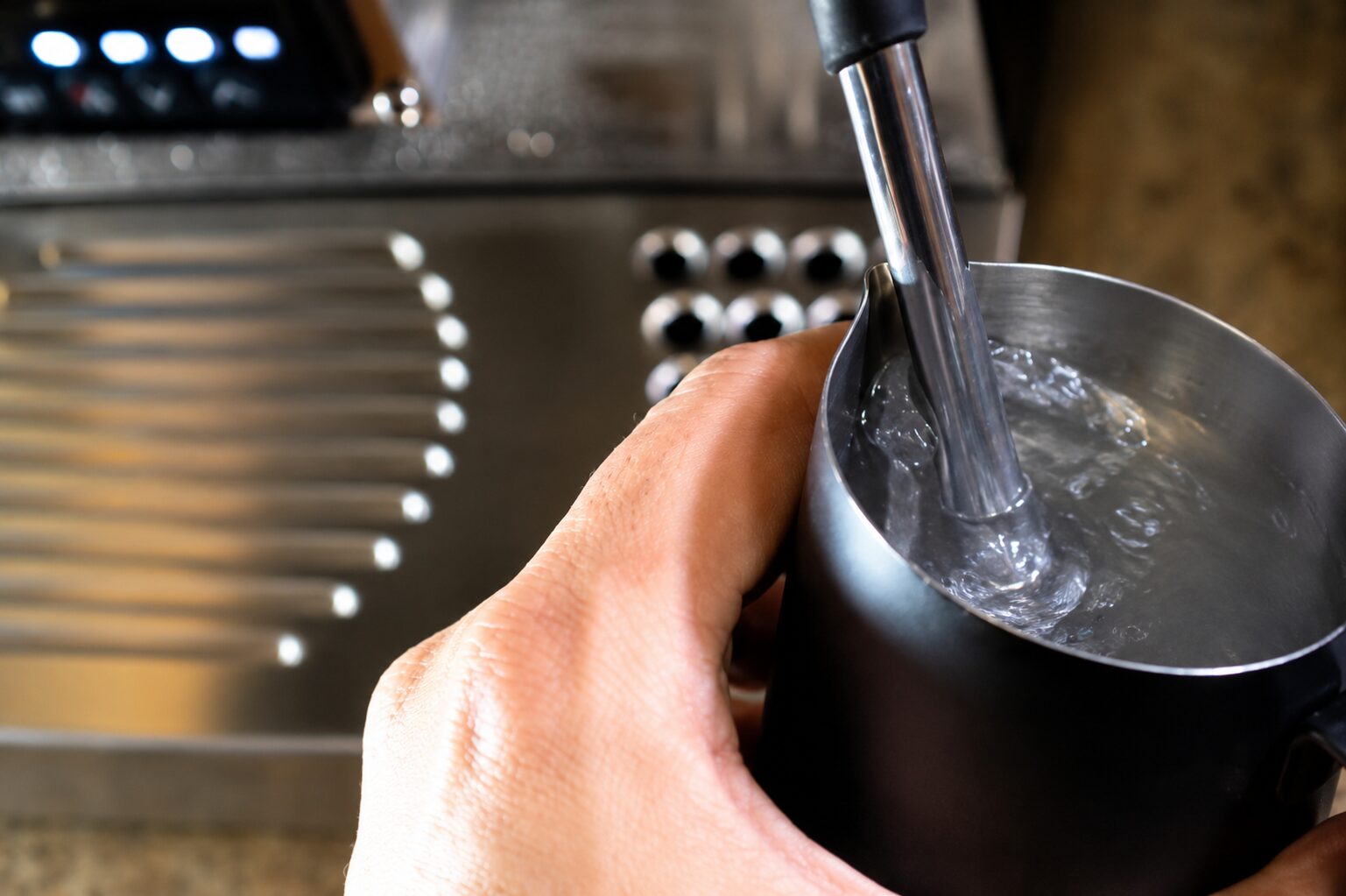 aerating cold water before building an iced Americano